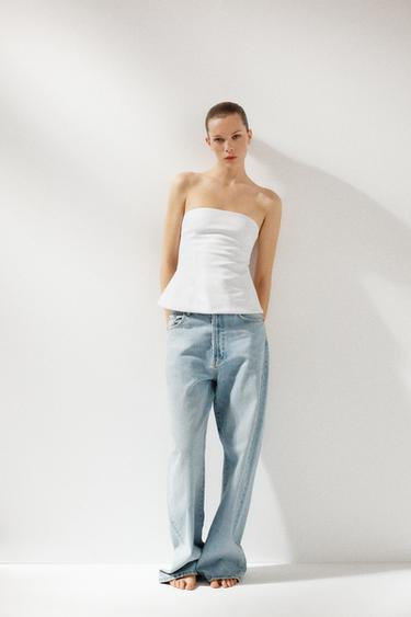 Zara INTERLOCK BANDEAU TOP - White - Image 0