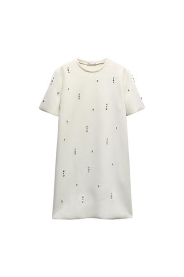 FAUX SUEDE JEWEL DRESS