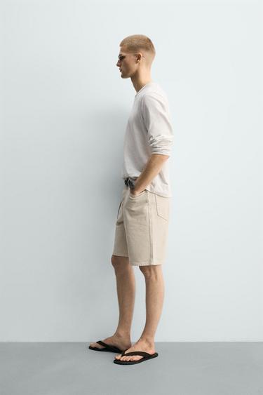 BERMUDA EN JEAN COUPE DROITE - Blanc cassé de Zara - Image 3