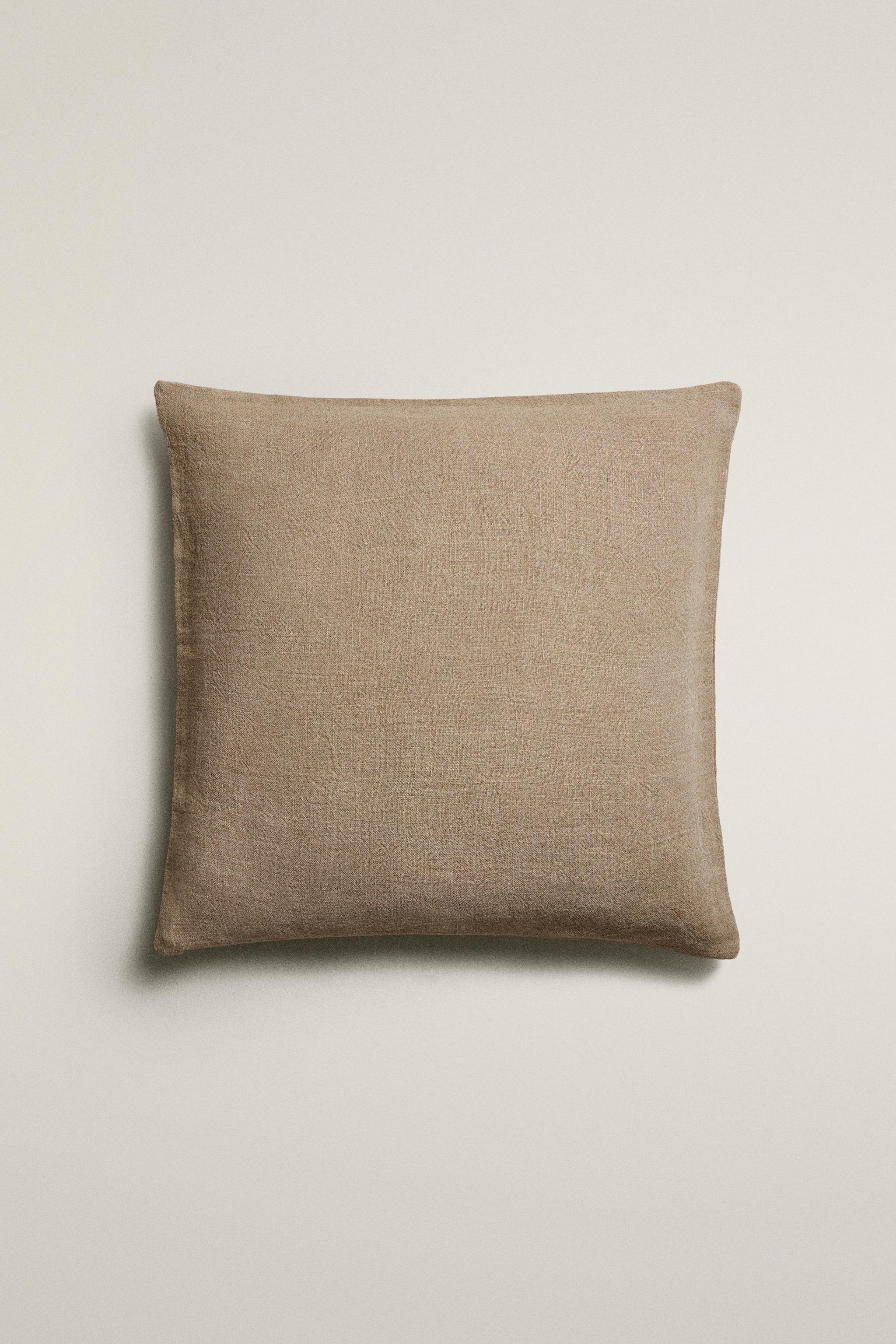 PLAIN FADED LINEN BEDSPREAD CUSHION COVER