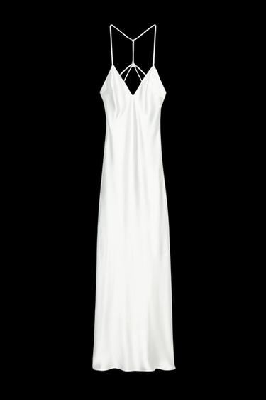 SATIN-MIDIKLEID MIT RÜCKENRIEMEN - Weiß von Zara
