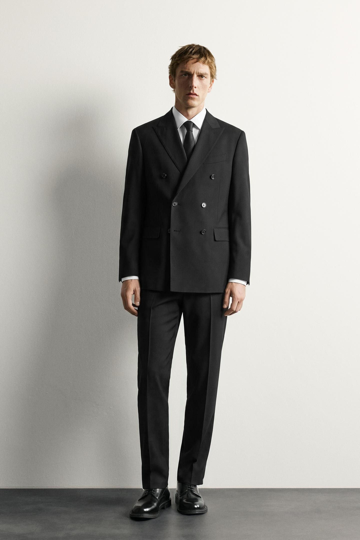 Мужские брюки Zara Regular Fit Suit, цвет: Чёрный — фото 1
