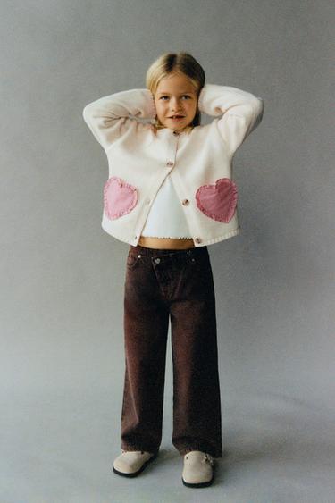 CARDIGAN WITH HEART POCKETS - Ecru by Zara