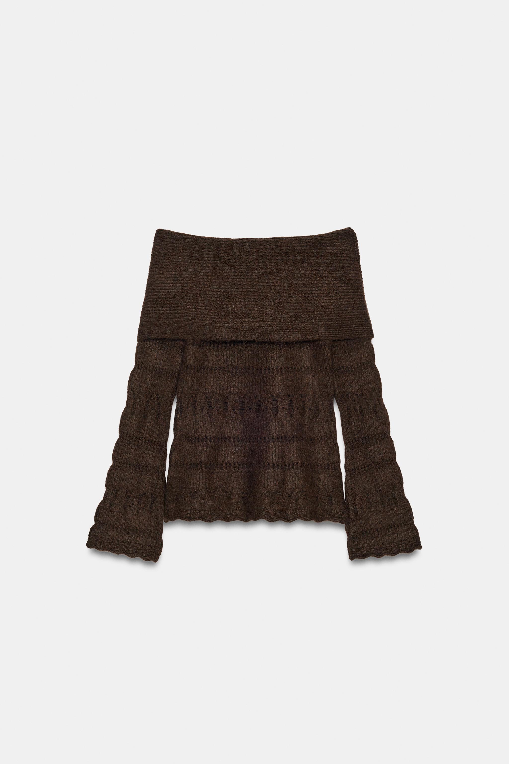 OFF-THE-SHOULDER OPENWORK JUMPER