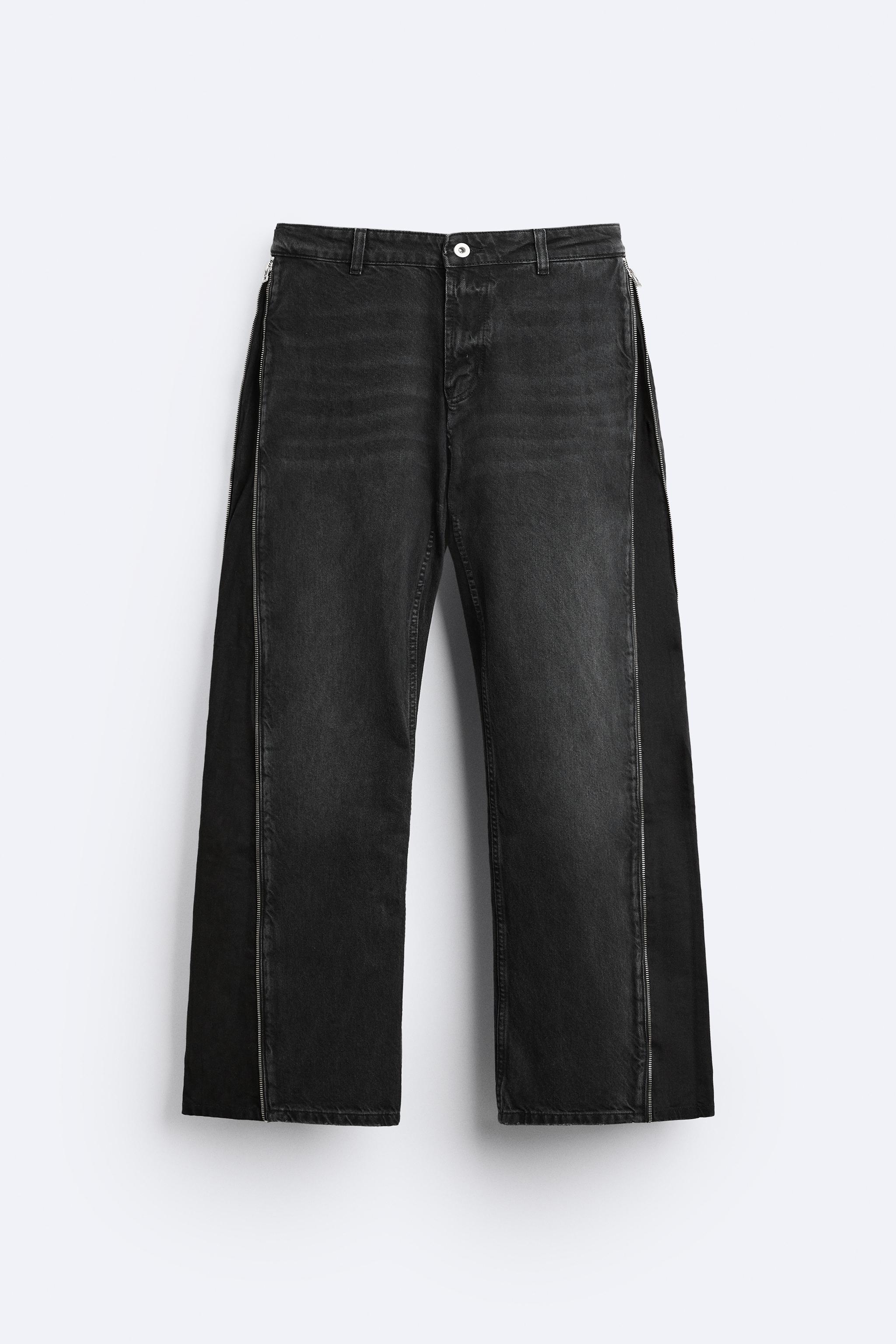 FLARED ZIPPERED JEANS - Charcoal | ZARA United States