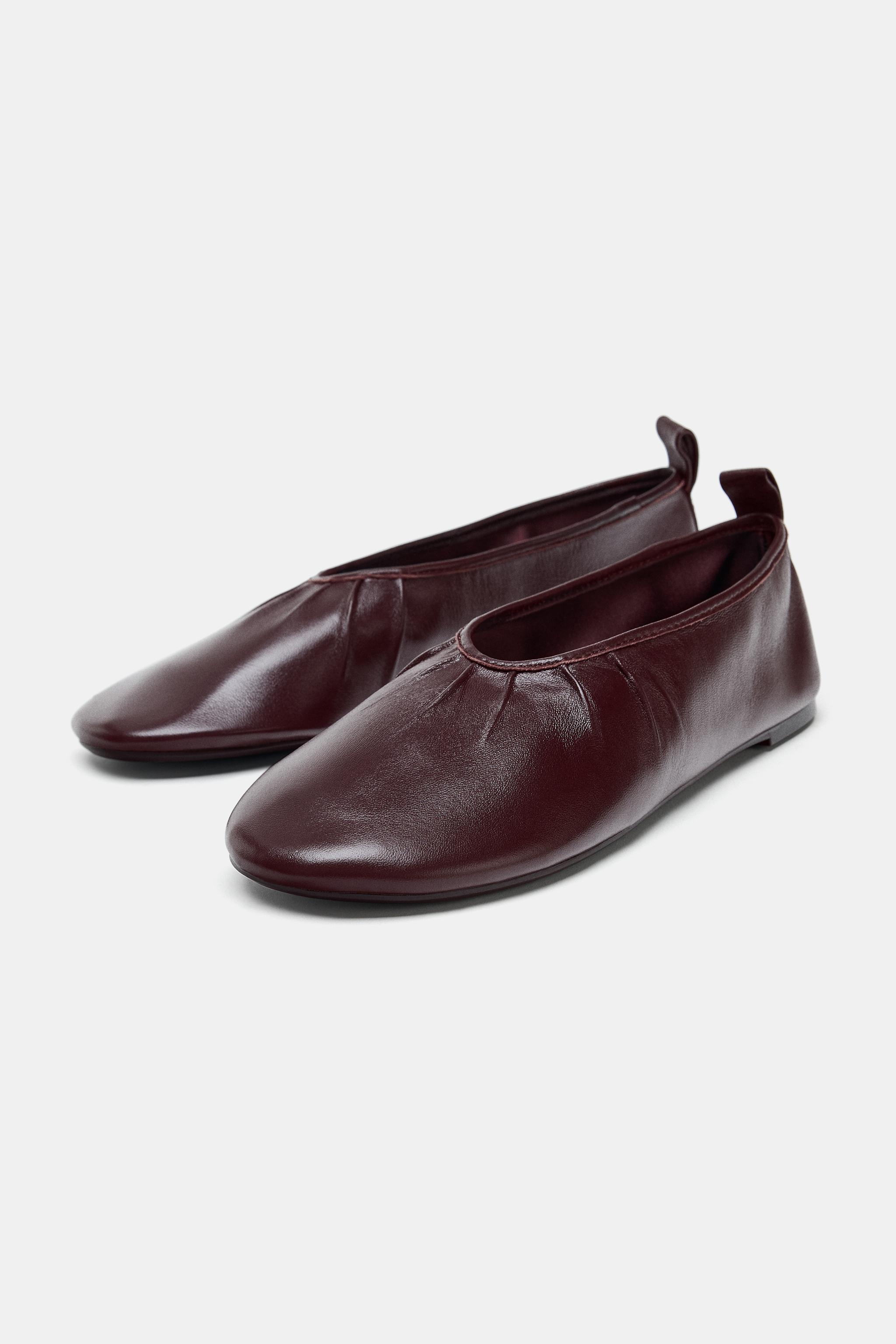 SOFT EFFECT LEATHER BALLET FLATS