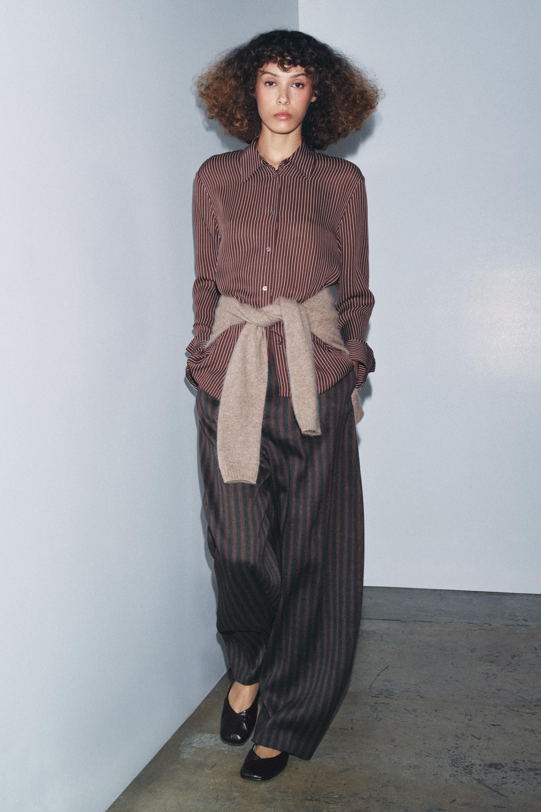 ZW COLLECTION LIMITED EDITION 100% シルクストライプシャツ