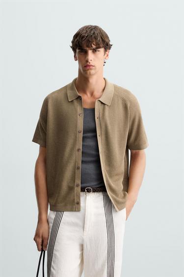 CAMISA PUNTO RELAXED FIT - Beige oscuro de Zara