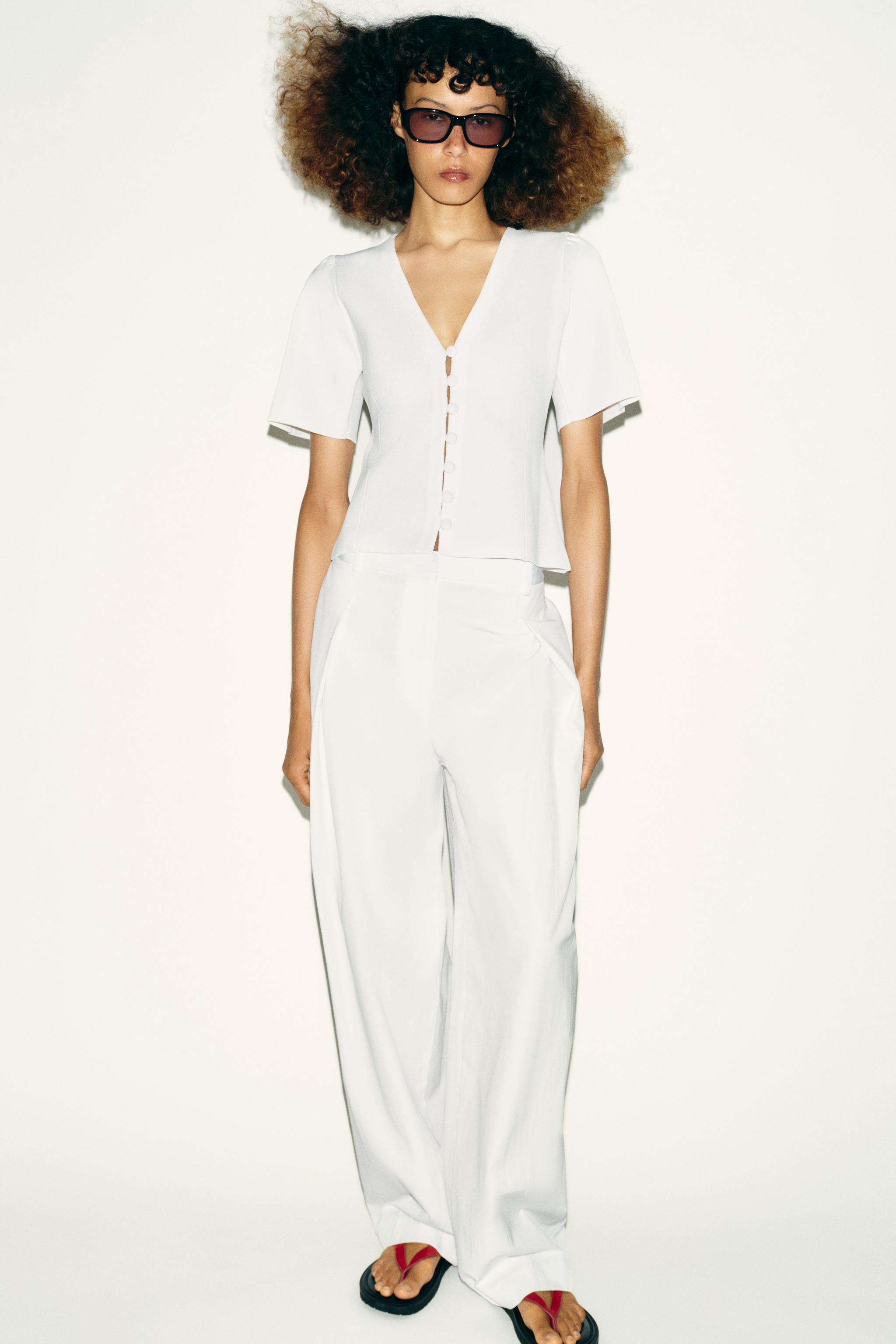 POPLIN PLEATED PANTS