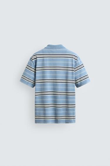 POLO COUPE CARRÉE À RAYURES - Bleu / Blanc de Zara - Image 7