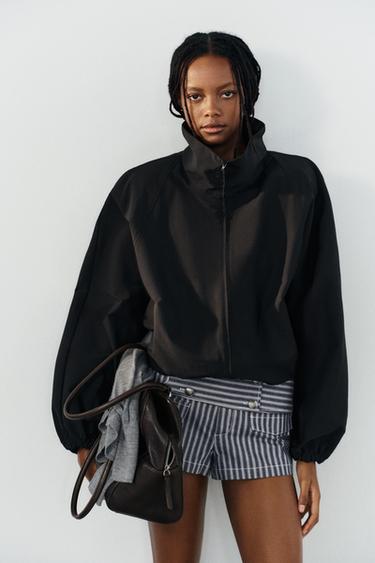 TECHNICAL FABRIC JACKET WITH SHOULDER PADS - Black by Zara