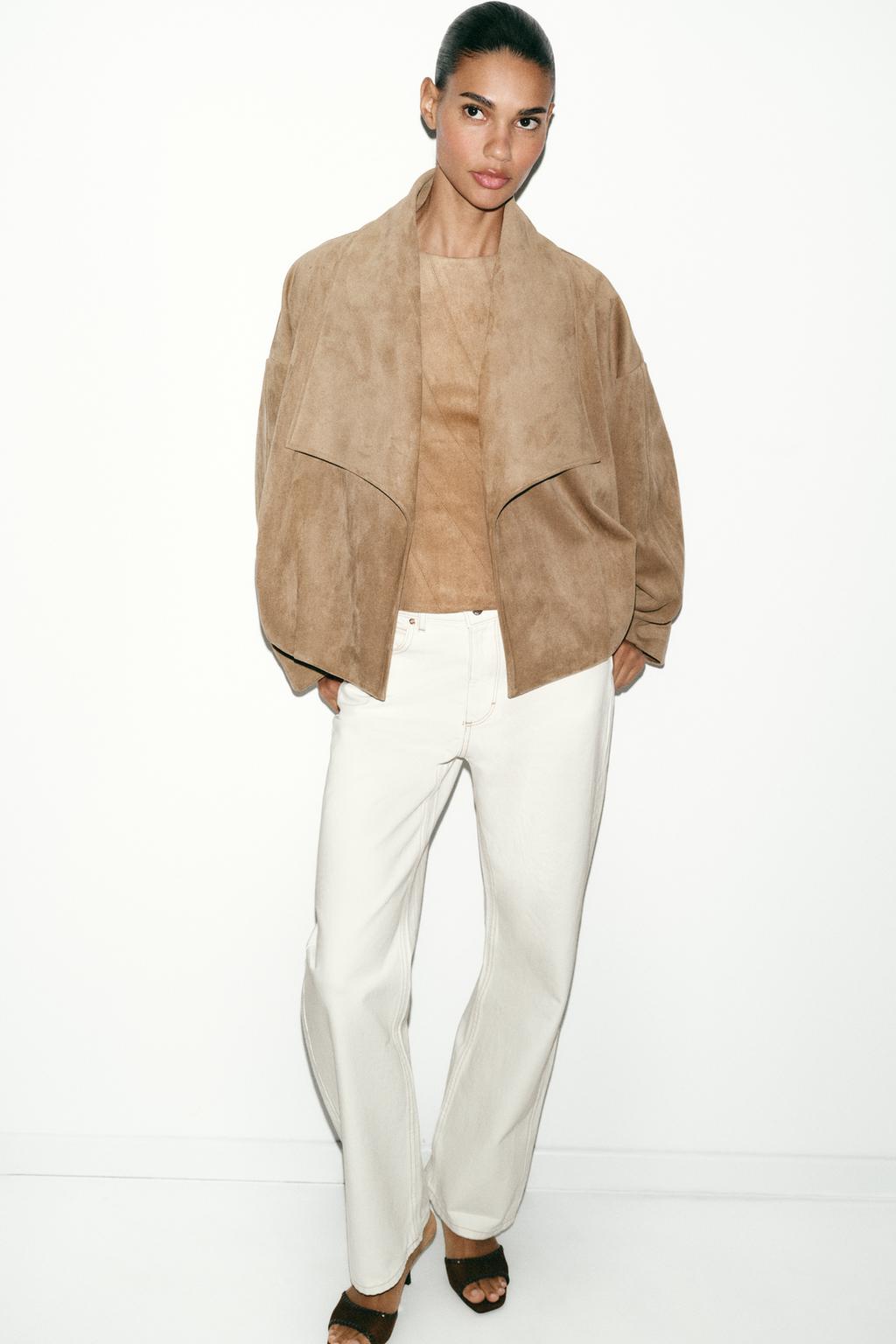 FAUX SUEDE WRAP JACKET