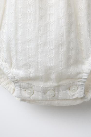 EMBROIDERED BODYSUIT WITH FAGOTING - Ecru by Zara - Image 2