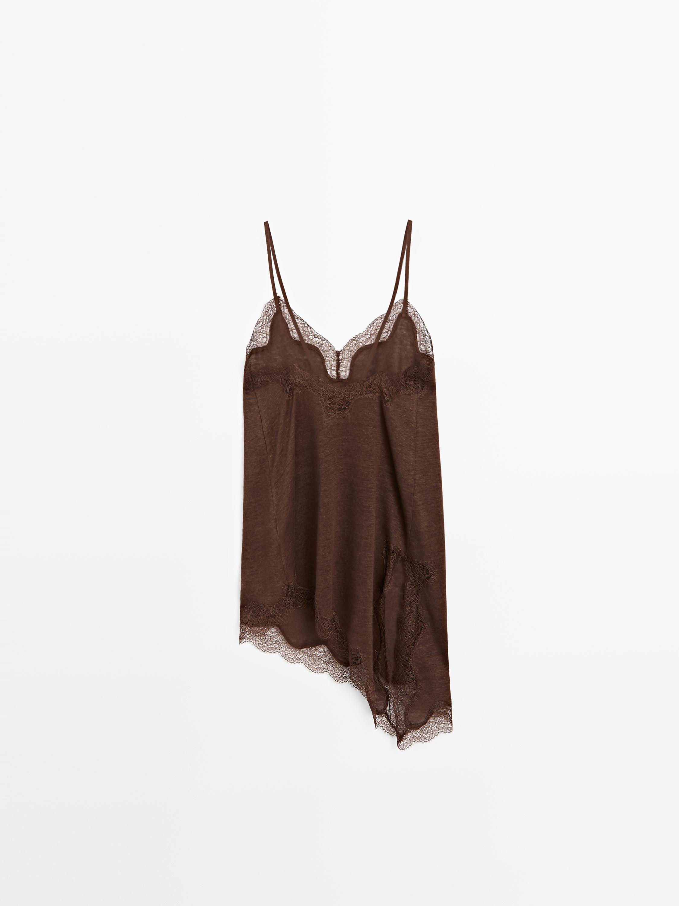 Top asymétrique en lin mélangé