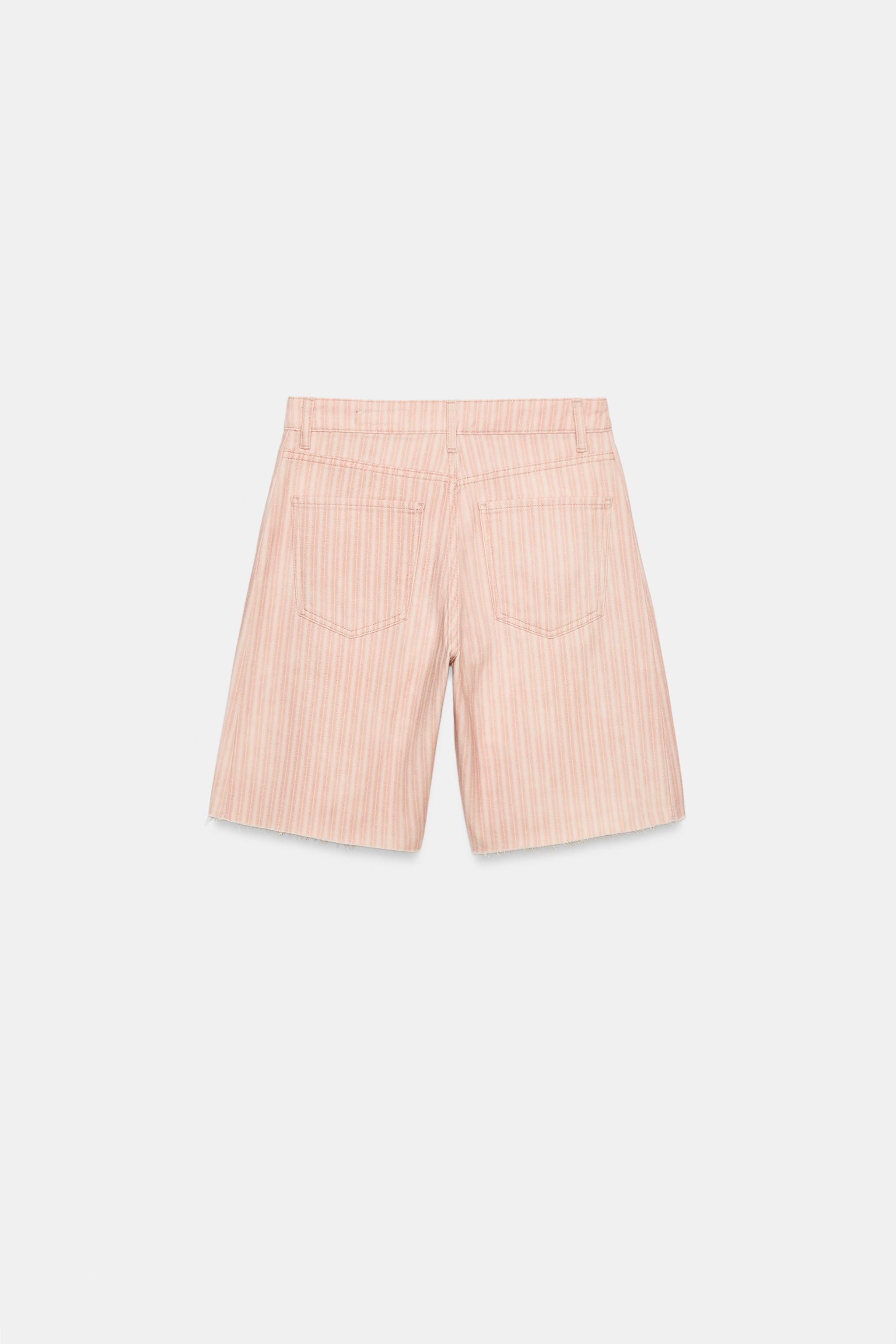 Zara ZW COLLECTION RELAXED FIT ORTA BEL DENIM BERMUDA görsel 2