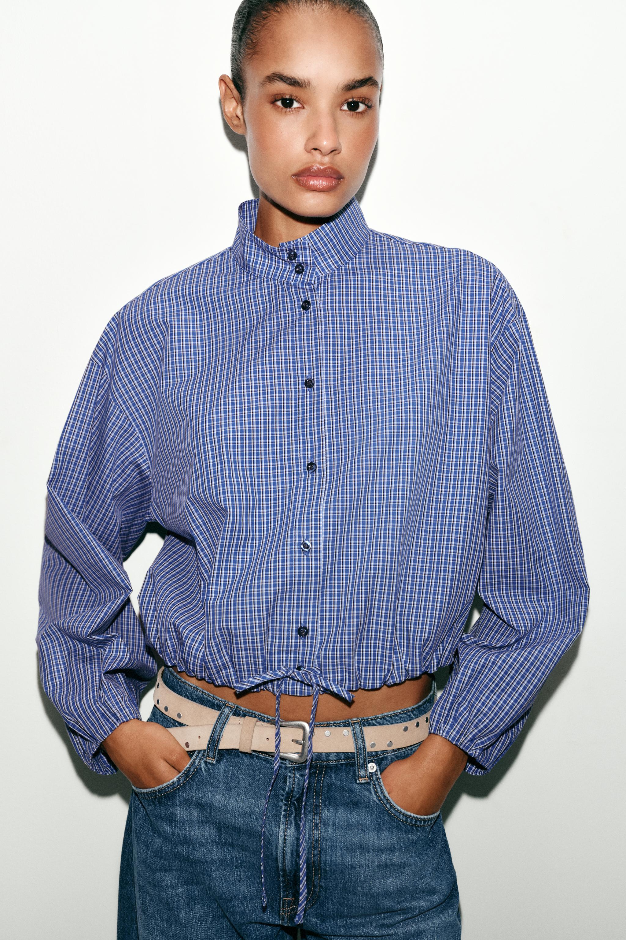 CHEMISE À CARREAUX ET MANCHES BOUFFANTES