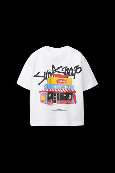 Zara SURFSHOP PRINTED T-SHIRT - Oyster-white - Image 0