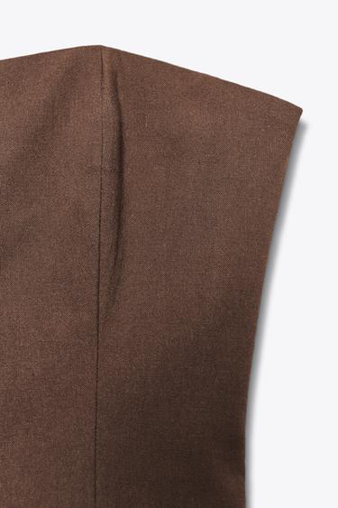 TOP EFFET LIN BUSTIER - Marron foncé de Zara - Image 6