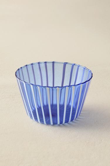 STRIPED BOROSILICATE BOWL - Blue by Zara