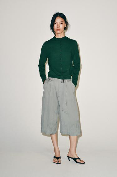 Zara 100% CASHMERE MOCK NECK JACKET - Green - Image 0
