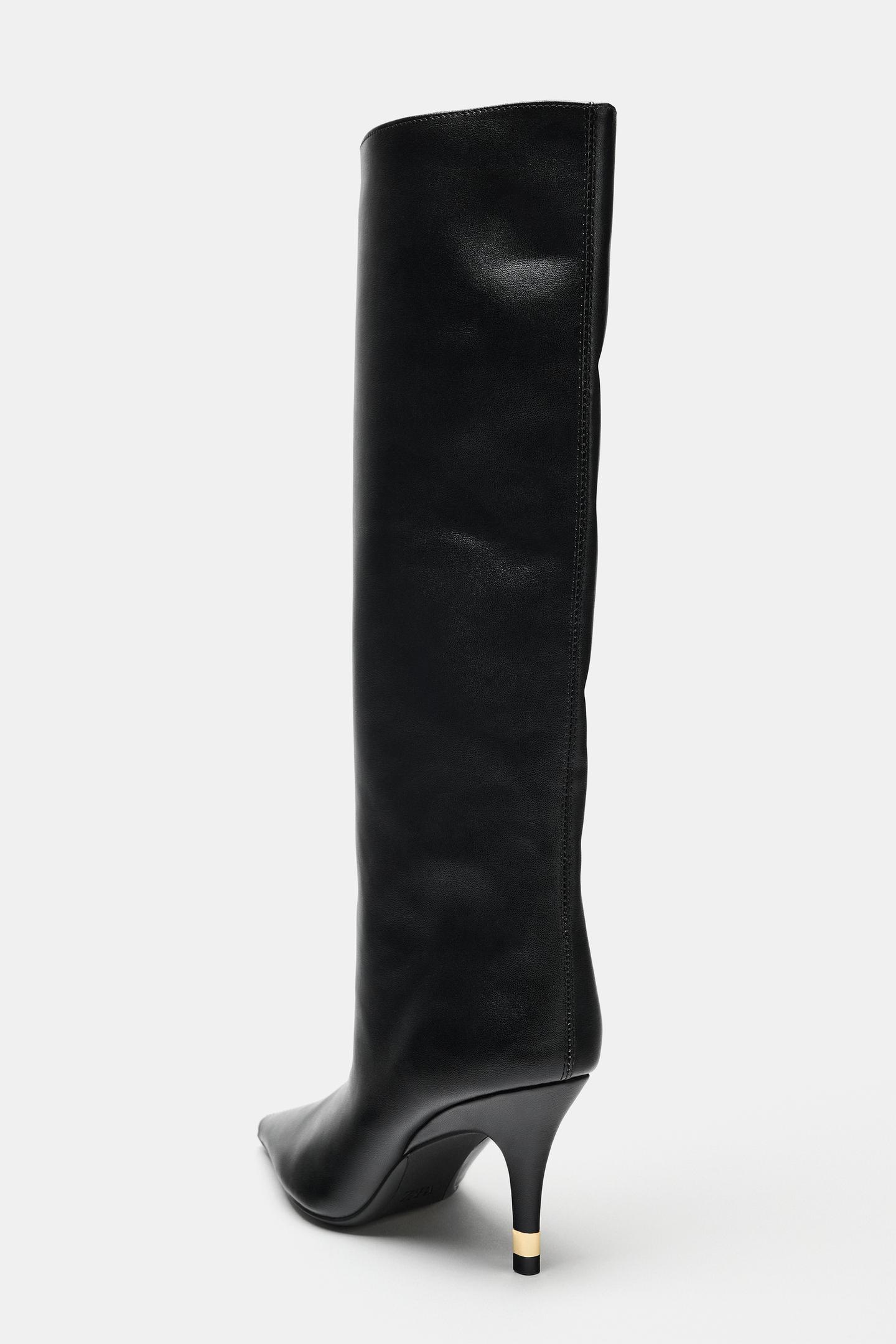 Женские ботинки Zara Metallic Detail Heeled, цвет: Чёрный — фото 5
