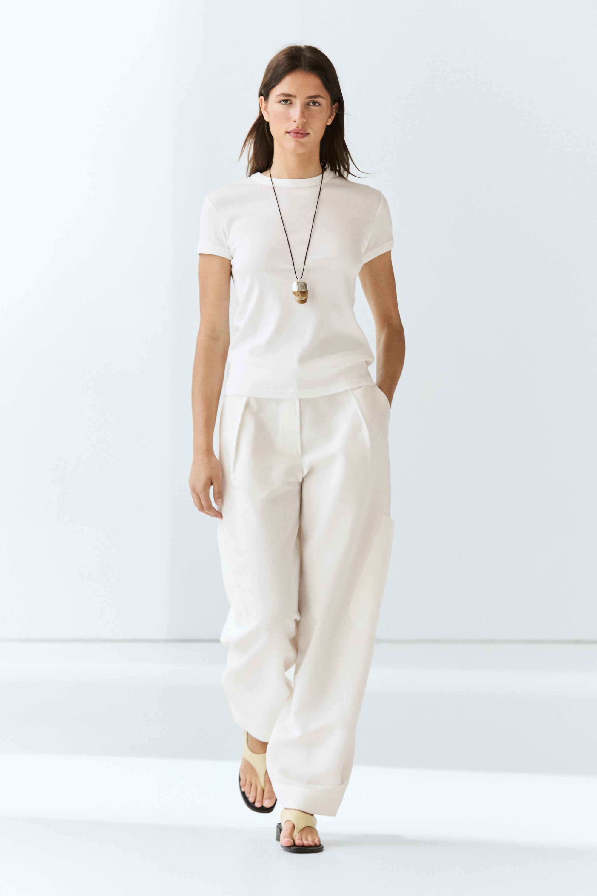 100% cotton short-sleeve T-shirt — Oyster-white