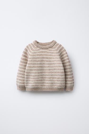 STRIPED WOOL AND CASHMERE SWEATER - Tan marl by Zara - Image 0