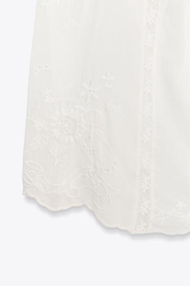 TOP BRODÉ FLEURS - Blanc cassé de Zara - Image 6