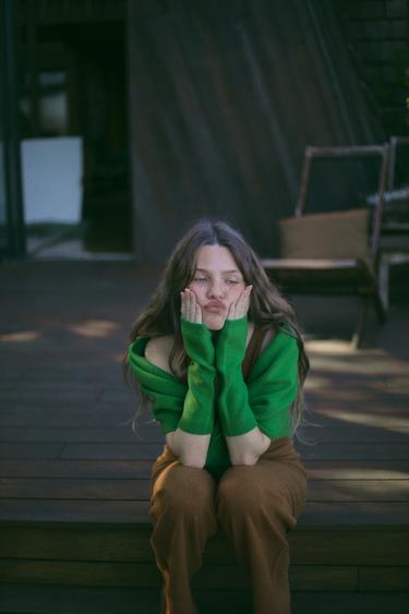 BANDANA TRIANGULAIRE 100 % LAINE - Vert de Zara