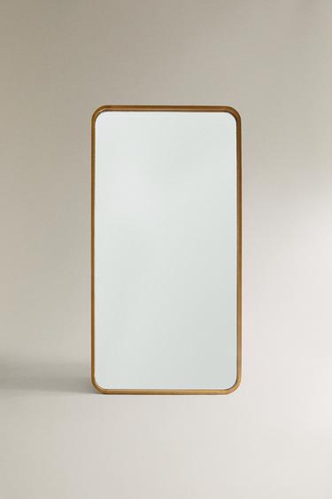 LARGE ROUND FULL LENGTH MIRROR WITH FRAME - Light beige by Zara