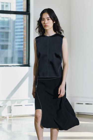 ASYMMETRIC TOPSTITCHED SKIRT ZW COLLECTION - Black by Zara - Image 0