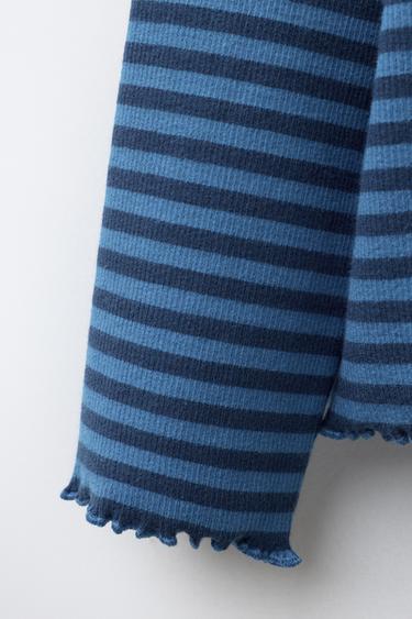 WOVEN STRIPE T-SHIRT - Blue by Zara - Image 3