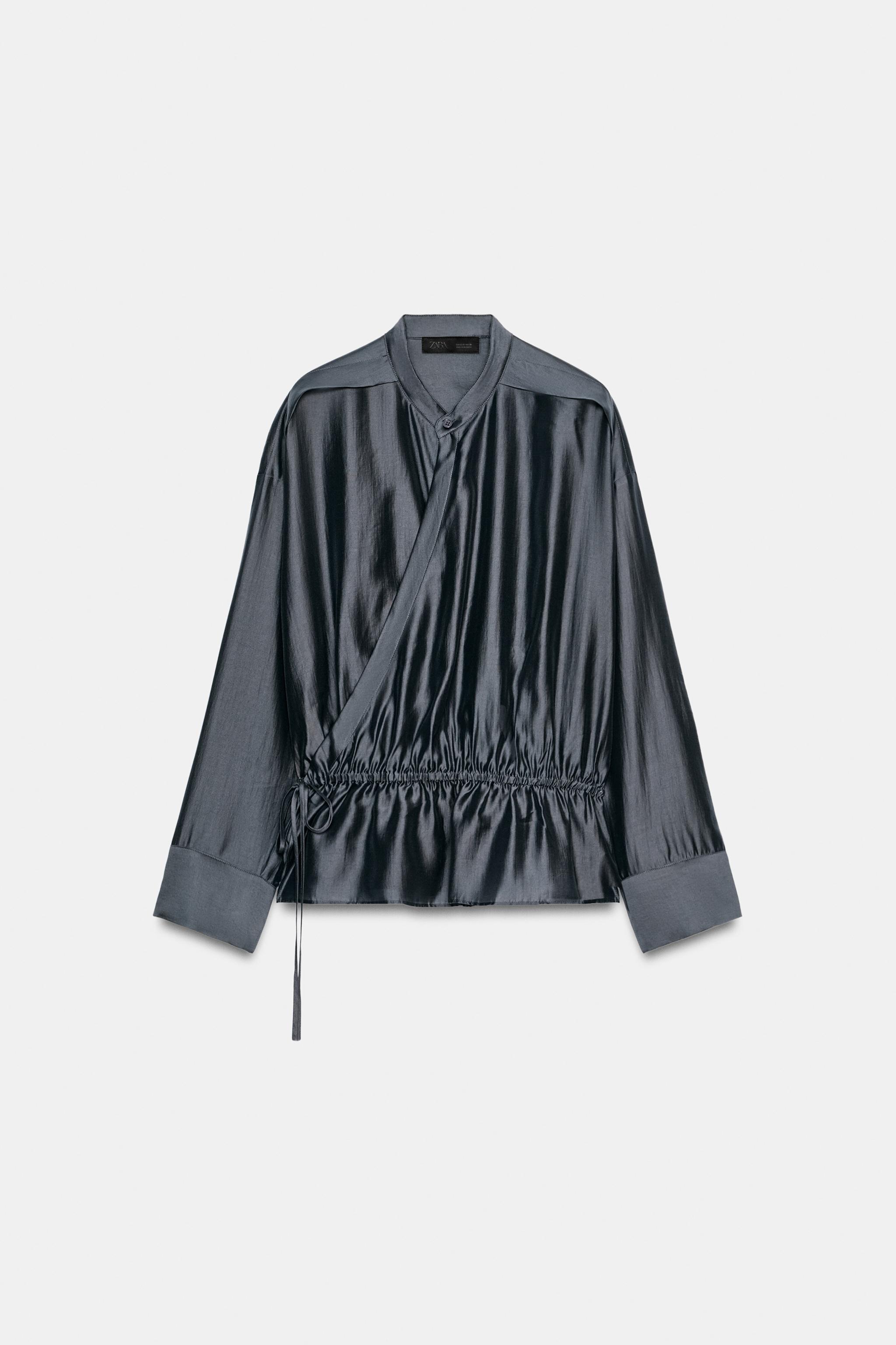 Женские блузки Zara ZW COLLECTION FLOWY WRAP BLOUSE — фото 4