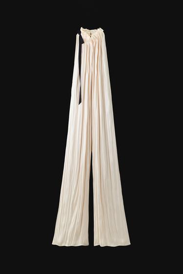 Zara SATIN EFFECT BOW JUMPSUIT ZW COLLECTION - Ivory - Image 0