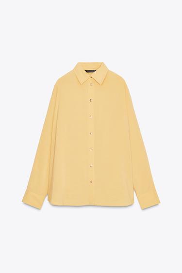 Zara 加大版飄逸襯衫 - 芥末色