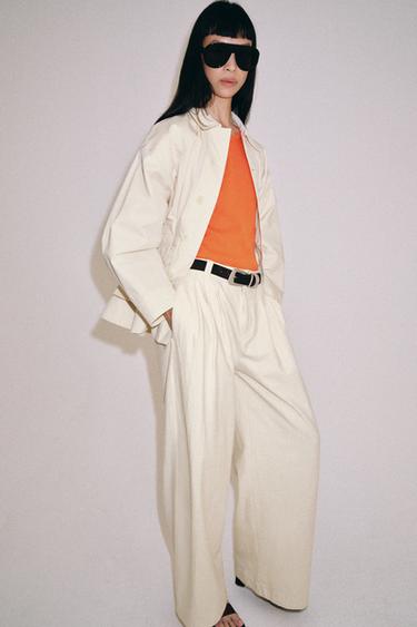ZW COLLECTION OVERSIZE TROUSERS - Ecru by Zara - Image 4