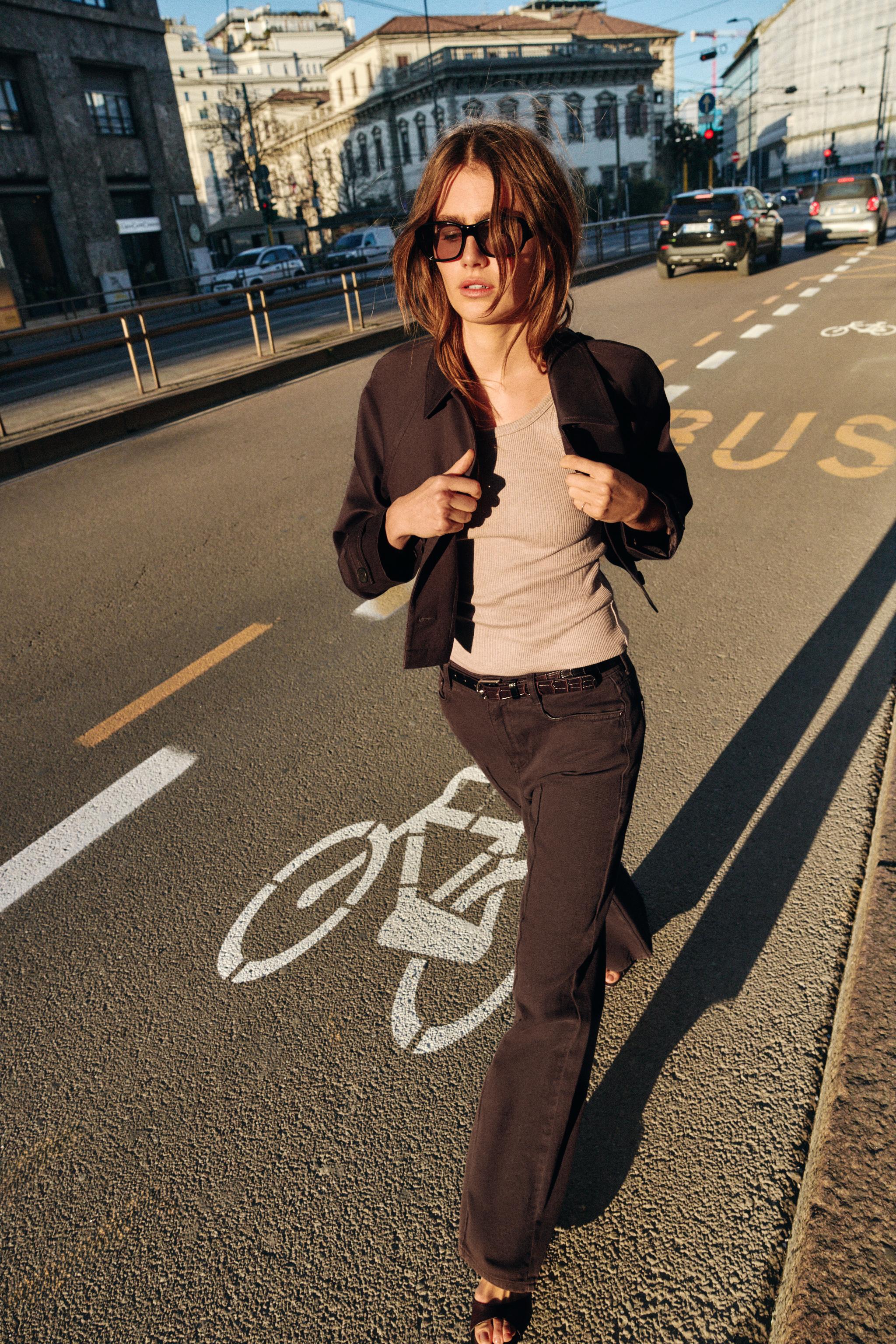 ショートラペルジャケット - ブラウン | ZARA Japan / 日本