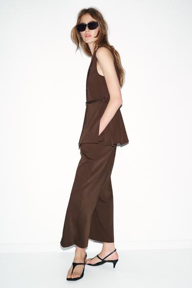 WAISTCOAT WITH BELT - Brown by Zara - Image 3