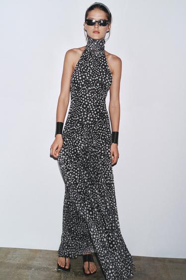 POLKA DOT HALTER DRESS - Black / White by Zara