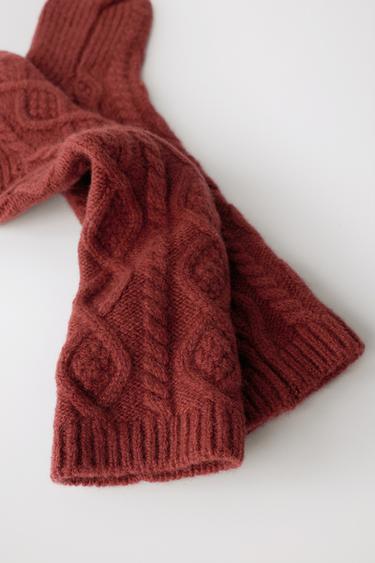 LONG CABLE-KNIT WOOL SOCKS LIMITED EDITION - Burgundy by Zara - Image 2
