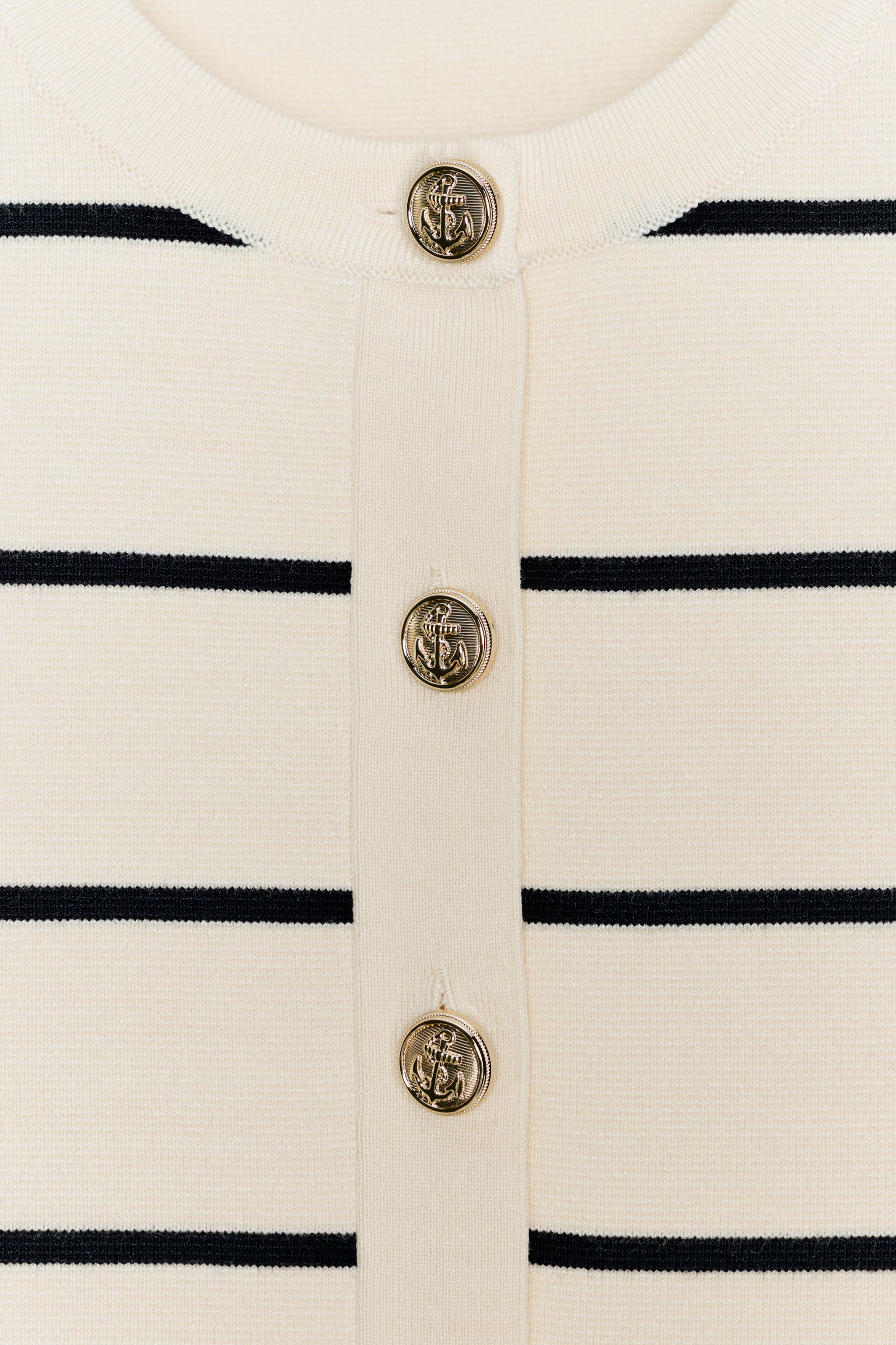 SHORT SLEEVE STRIPED CARDIGAN