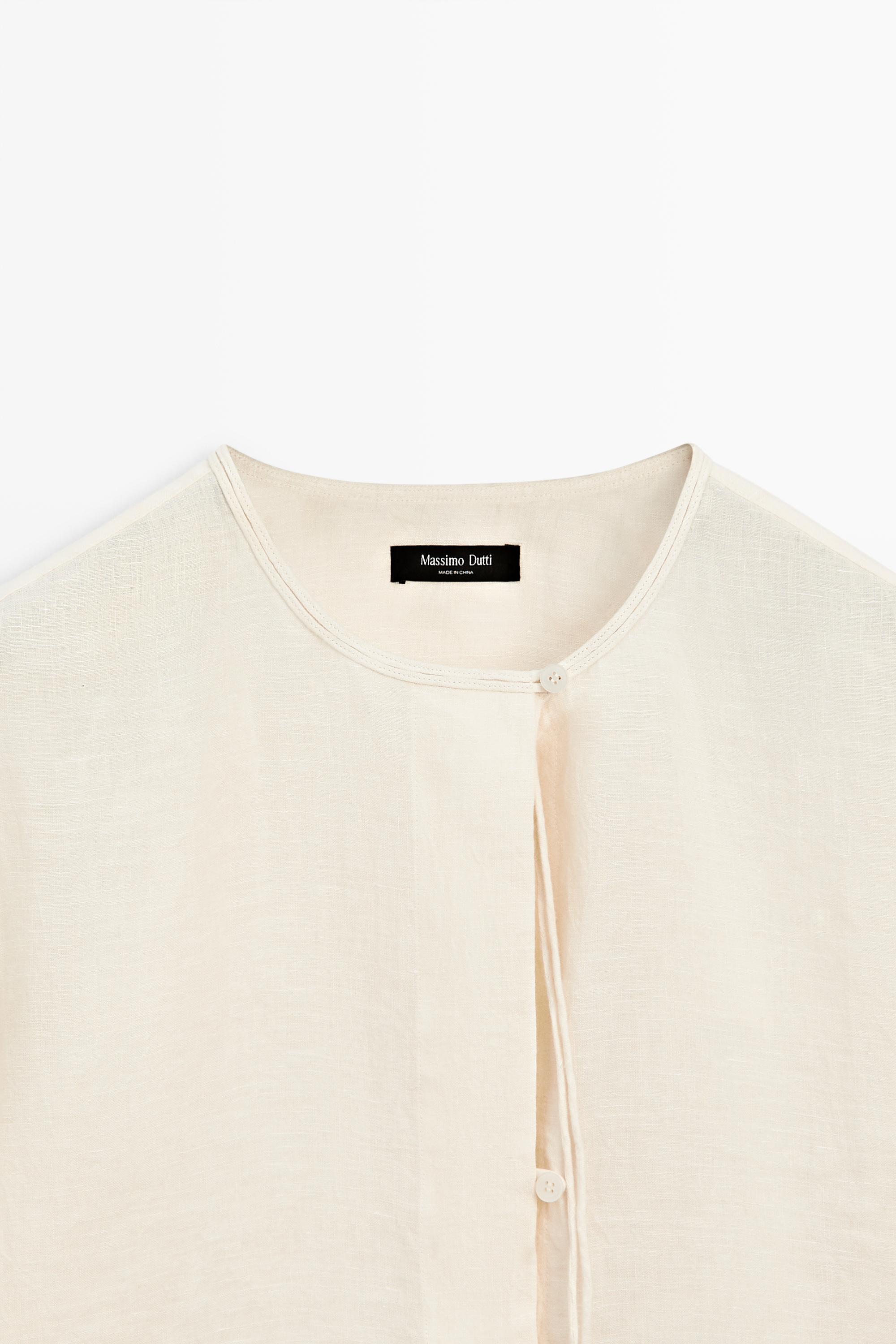 100% linen shirt with neckline detail