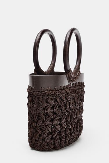 MINI SAC CABAS EN RAPHIA - Marron de Zara - Image 4