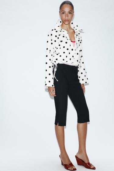 Zara POLKA DOT JACKET - vanilla-black