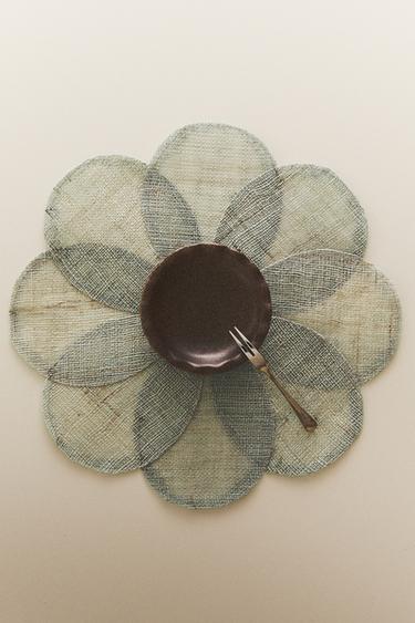 TISCHSET BLUMENMUSTER RAMIE - Blau / Grün von Zara