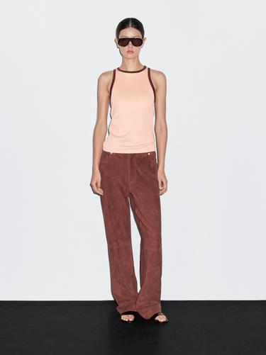 Zara 100% cotton halter top with contrast detail - Pale pink