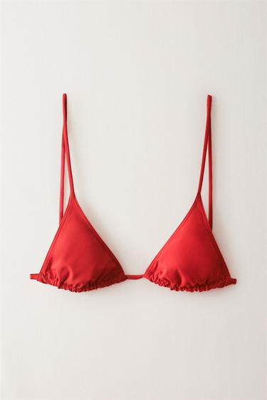 TRIANGLE BEACH BIKINI TOP - Red by Zara