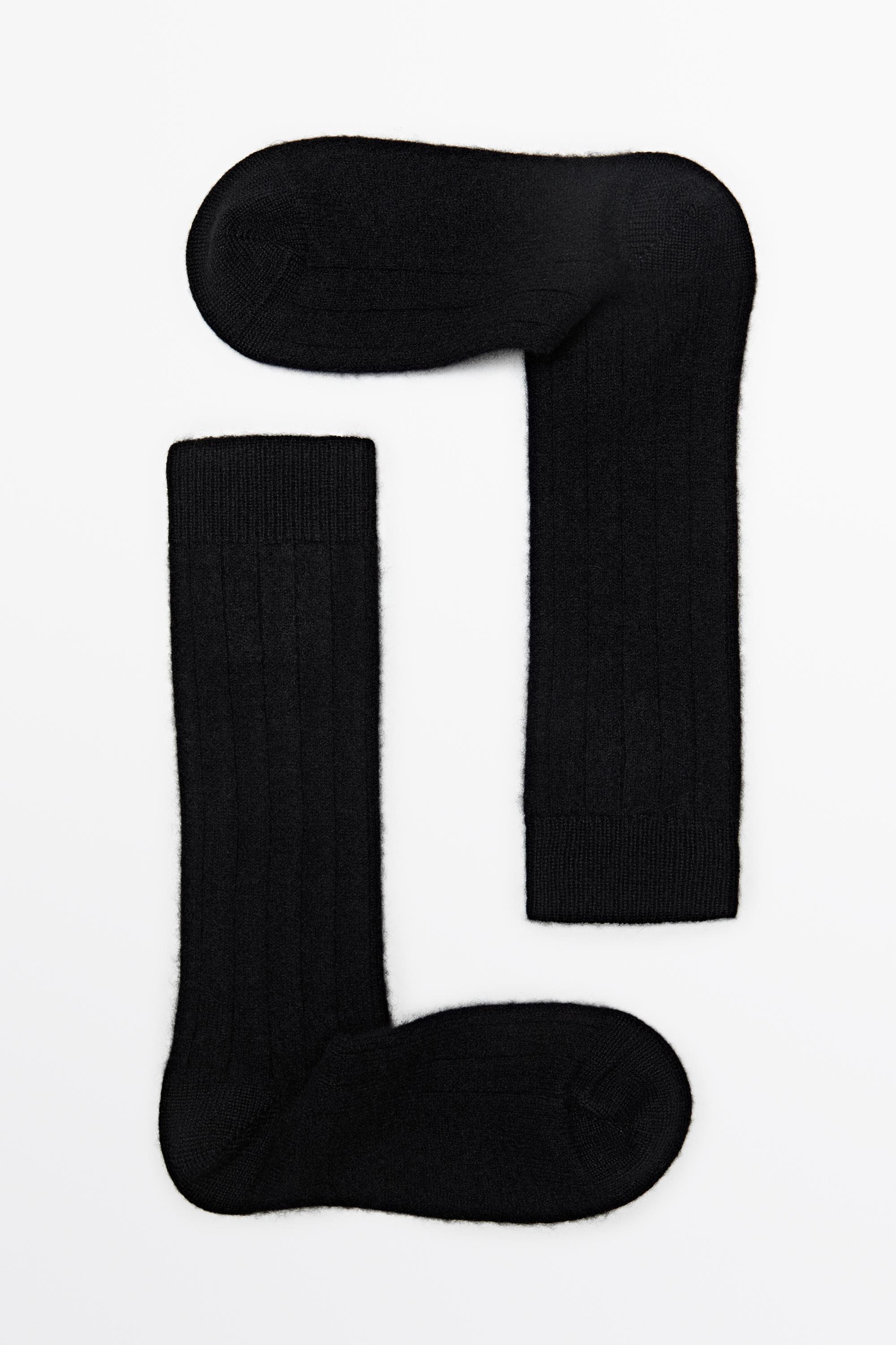 Chaussettes côtelées en mélange de cachemire