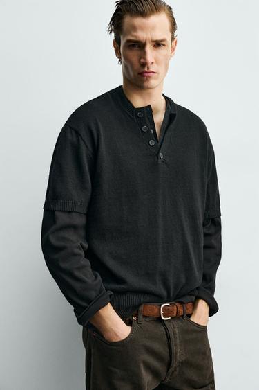 COTTON/LINEN KNIT T-SHIRT - Black by Zara - Image 5