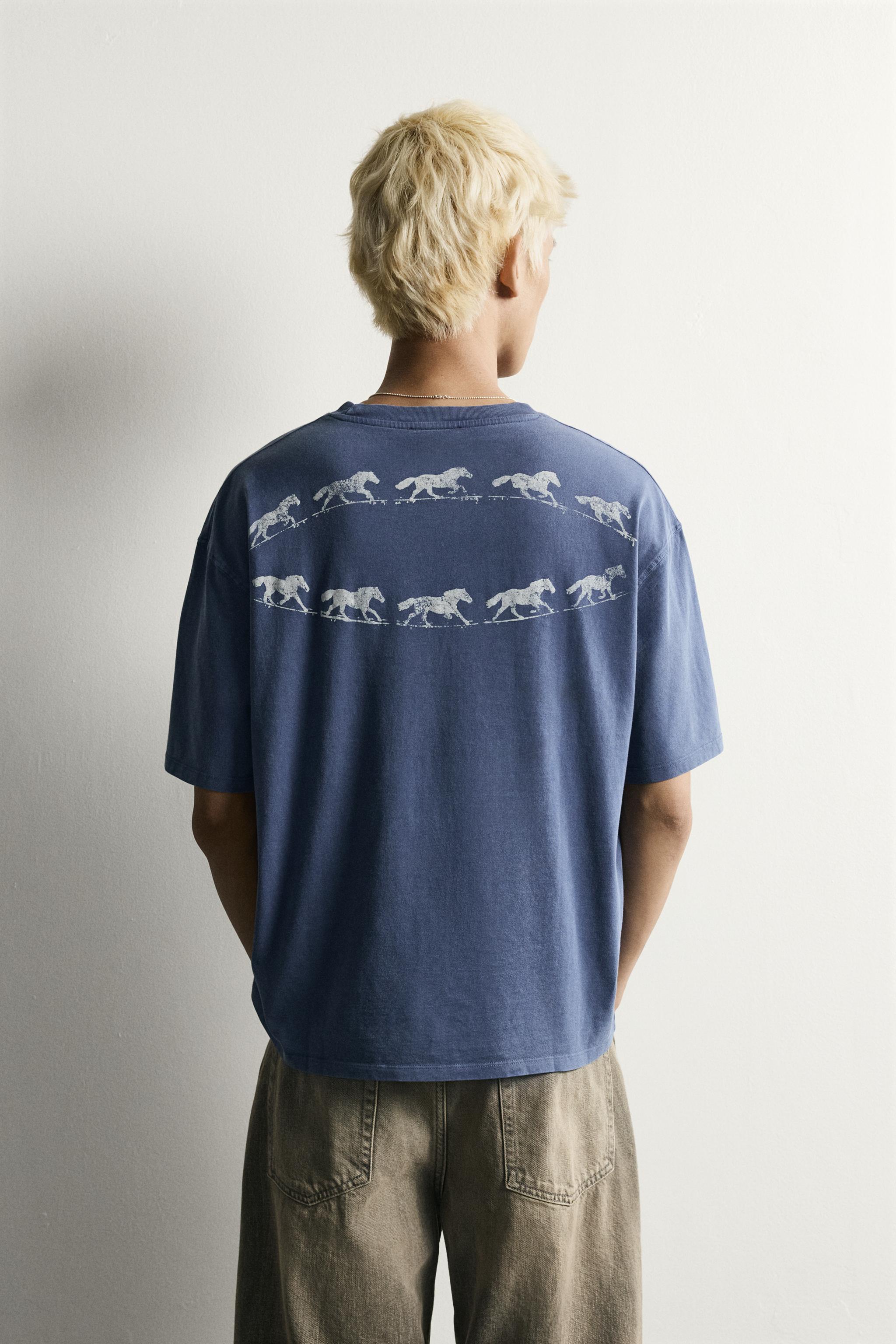 Мужские футболки Zara WASHED PRINT BOXY FIT T-SHIRT — фото 3